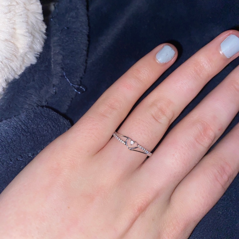 Diamond silver promise ring